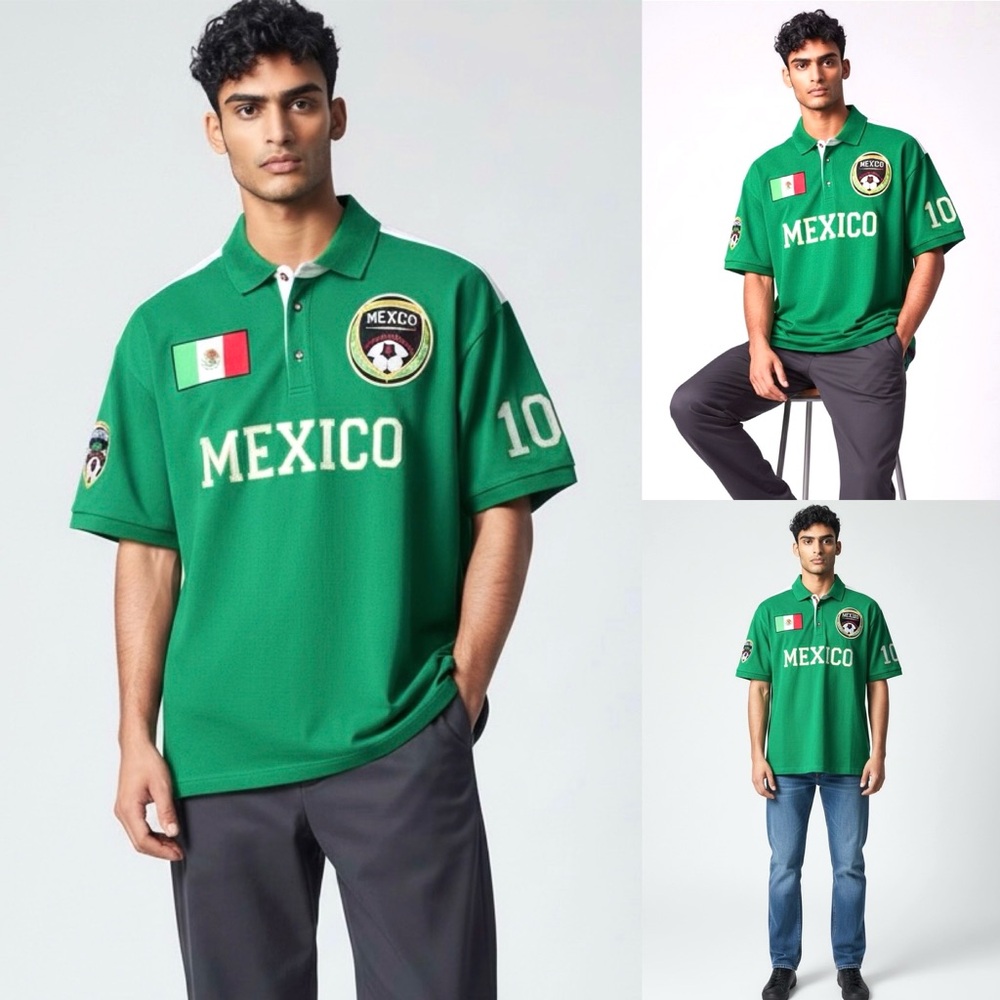 Absolute Rebellion Polo Word Cup Brasil 2014 Mexico Short Sleeve Stretch - Picture 12 of 16
